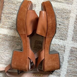 Seychelles Brown Leather Women's Heel Sandals